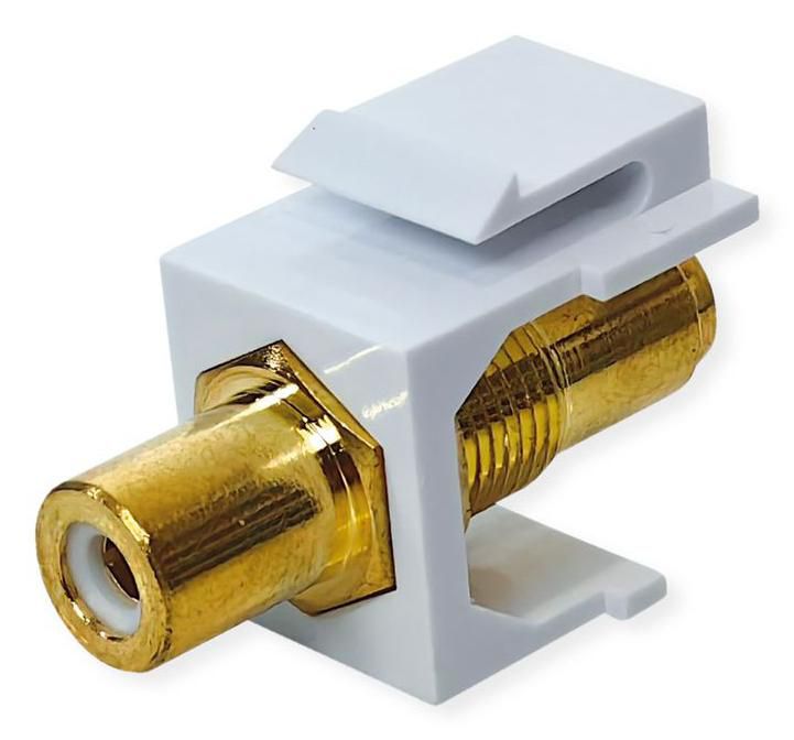 VALUE 25.99.8211 – Keystone-Modul, abgewinkelt, 2× RCA-Buchsen, Gold/Weiss
