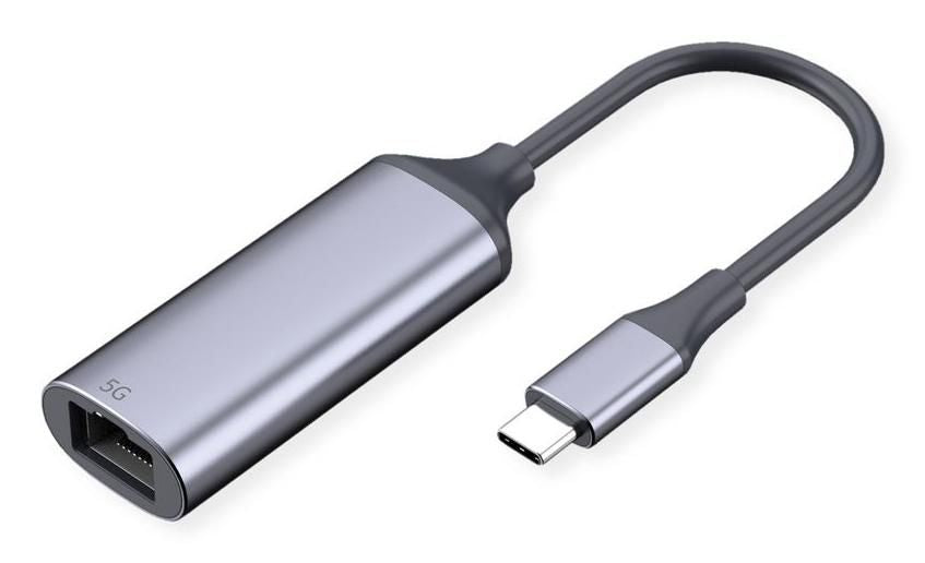 VALUE 12.99.1128 Netzwerkadapter USB-C zu RJ-45 – 5 Gbit/s, Schwarz/Silber