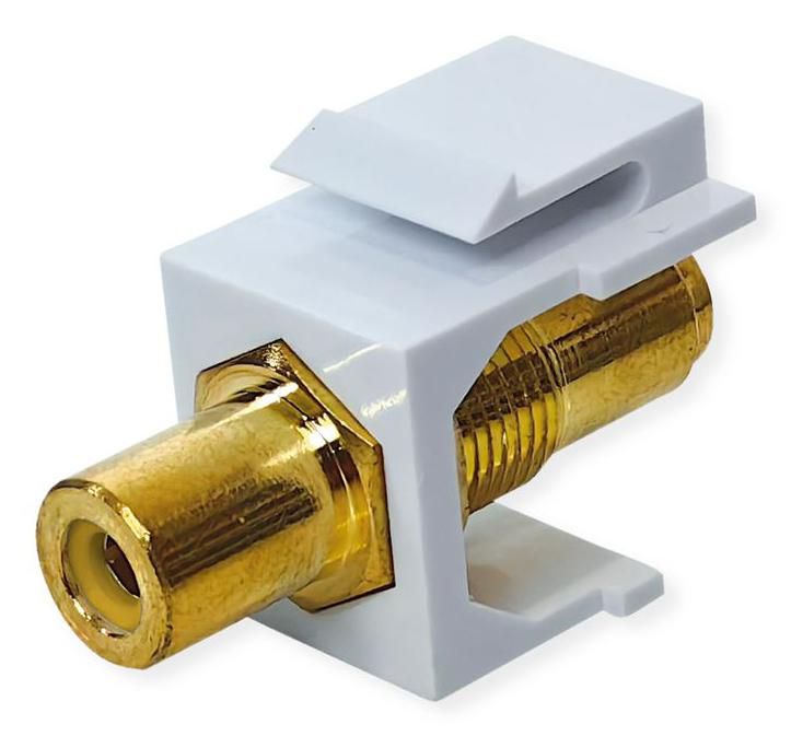 VALUE 25.99.8212 – Keystone-Modul, abgewinkelt, 2× RCA (Buchse), Gold/Weiss, Kunststoff, für Keystone-Rahmen