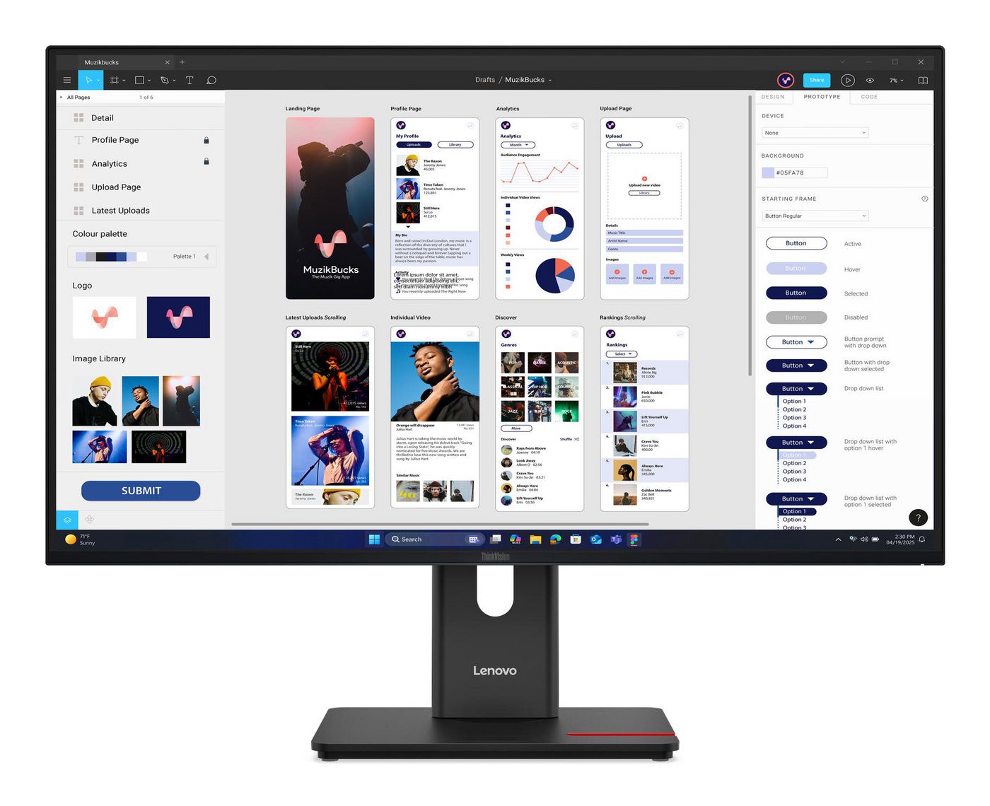Lenovo ThinkVision T32Ud-40 – Monitor, 31,5", 3840 × 2160 (UHD 4K), LCD, Schwarz
