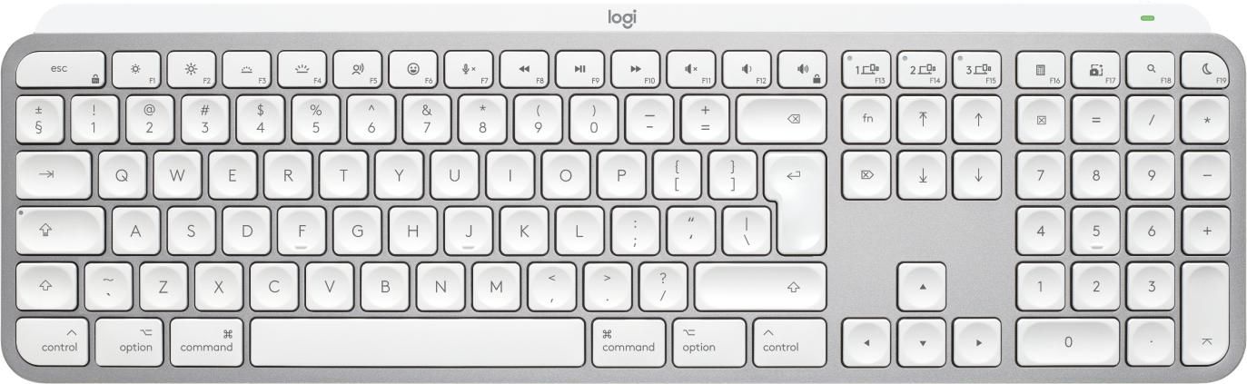 Logitech MX Keys S für Mac – Tastatur, kabellos (Bluetooth), US-Layout (EN), Weiss – für macOS