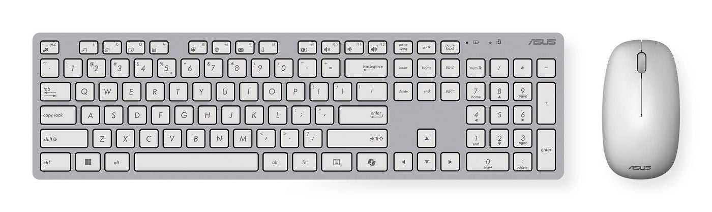 ASUS W5000 – Tastatur-Maus-Set – 2,4 GHz (Empfänger enthalten) – Optischer Schlüsselschalter – Weiss