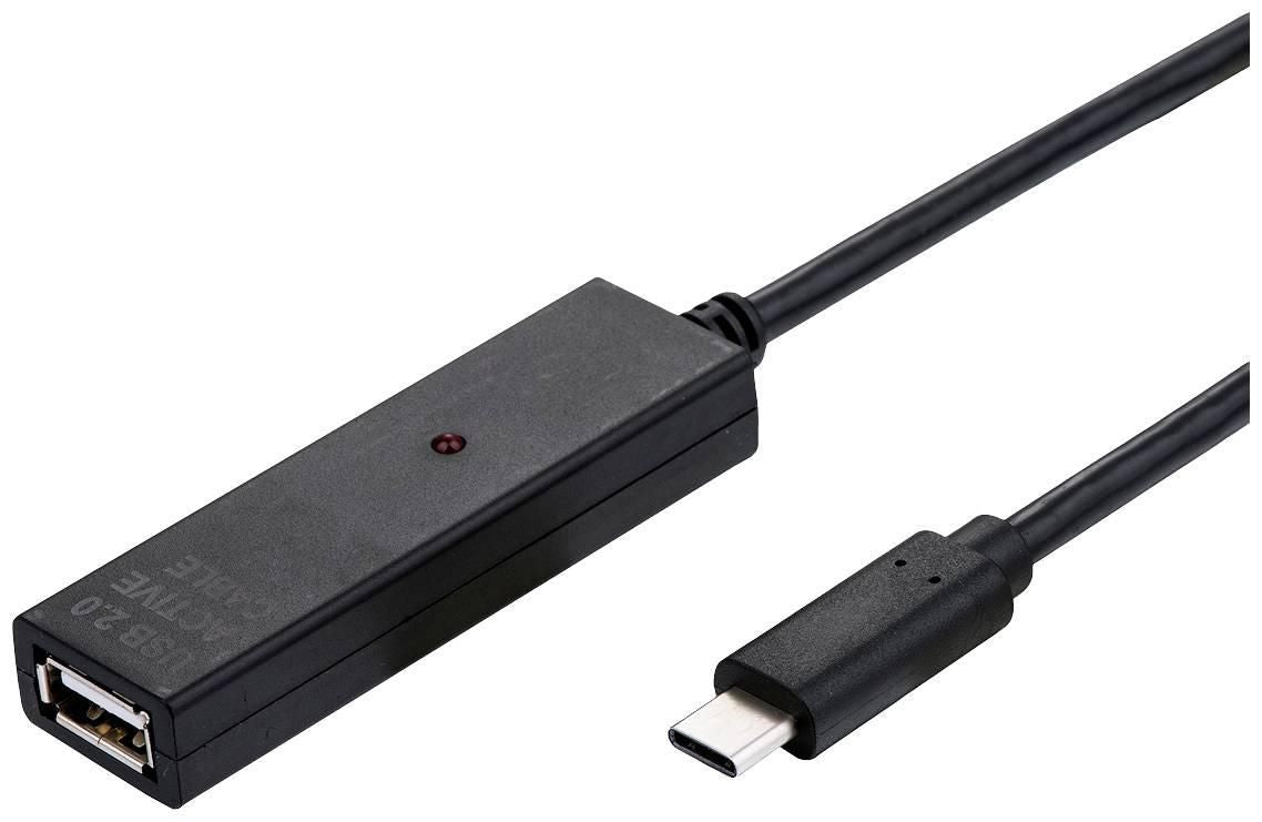 VALUE USB-Verlängerungskabel (Stecker auf Buchse) – USB-A auf USB-C – USB 2.0 (480 Mbit/s) – 10 m – Aktiv