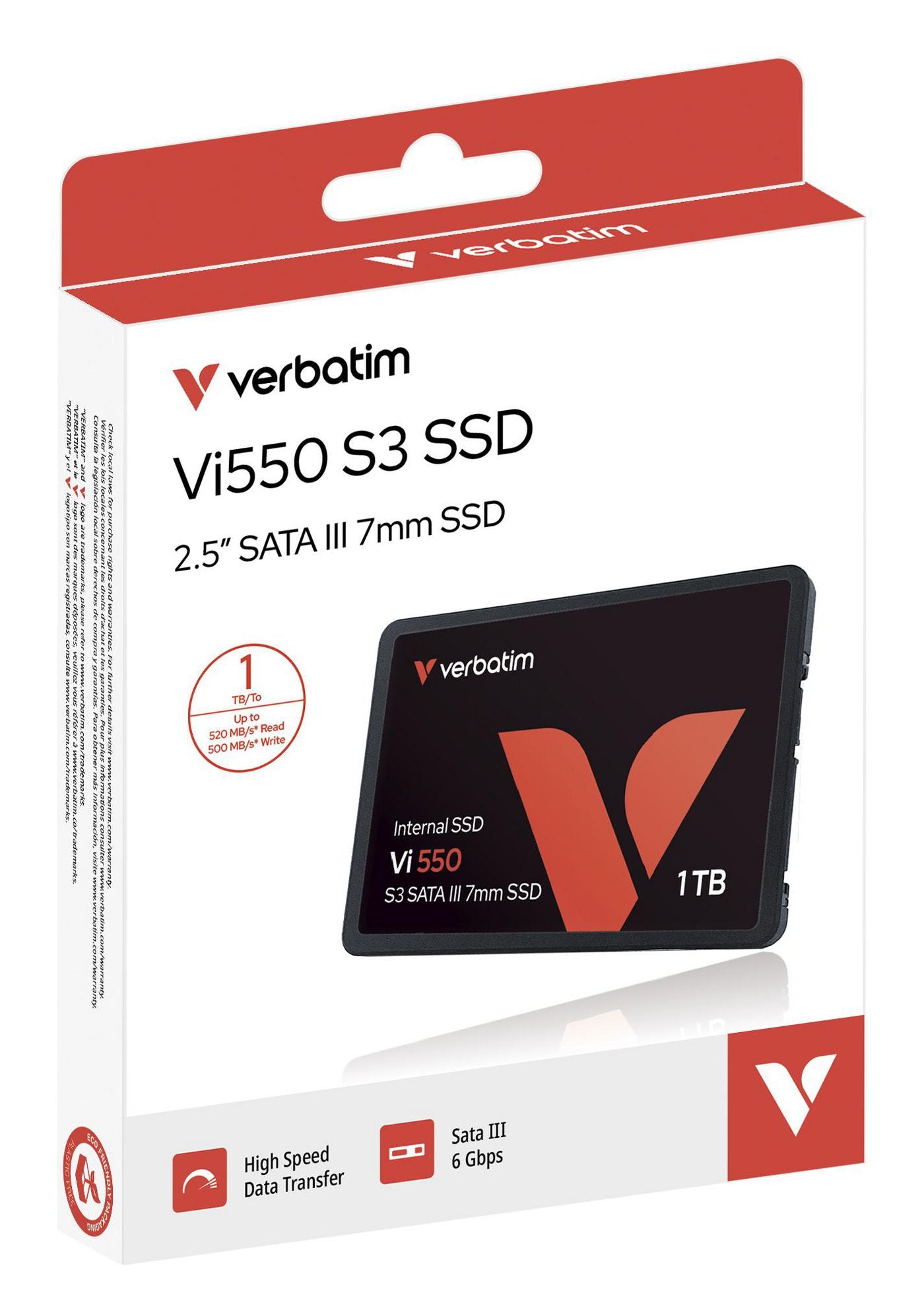 Verbatim VI550 S3 – 1 TB 2,5" SATA III SSD – 520 MB/s Lesen, 500 MB/s Schreiben