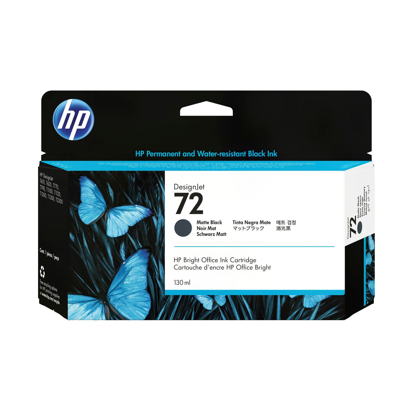 HP Tintenpatrone 72, Schwarz, 130 ml – für Inkjetdrucker/Multifunktionsgeräte