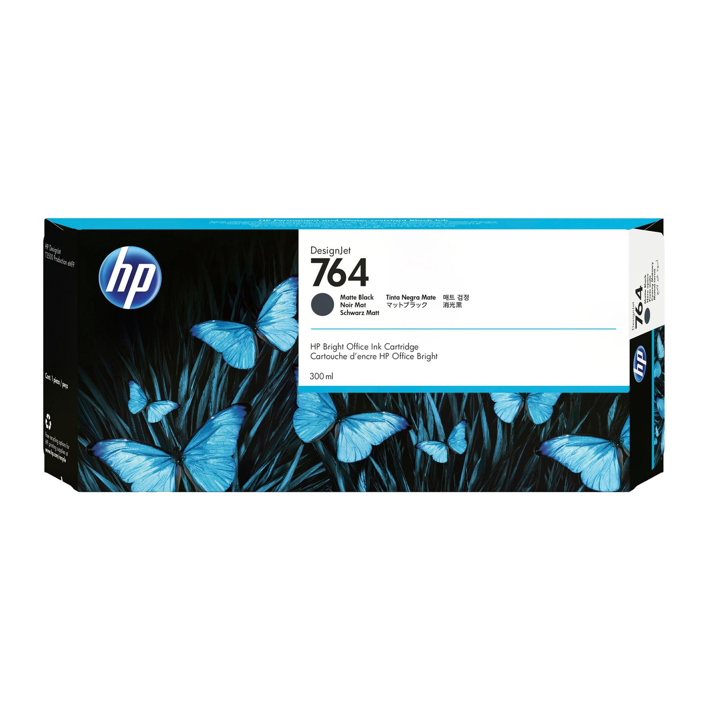 HP 764 Mattschwarz Tintenpatrone (Original) – 300 ml – für HP DesignJet T3500 – C1Q16A