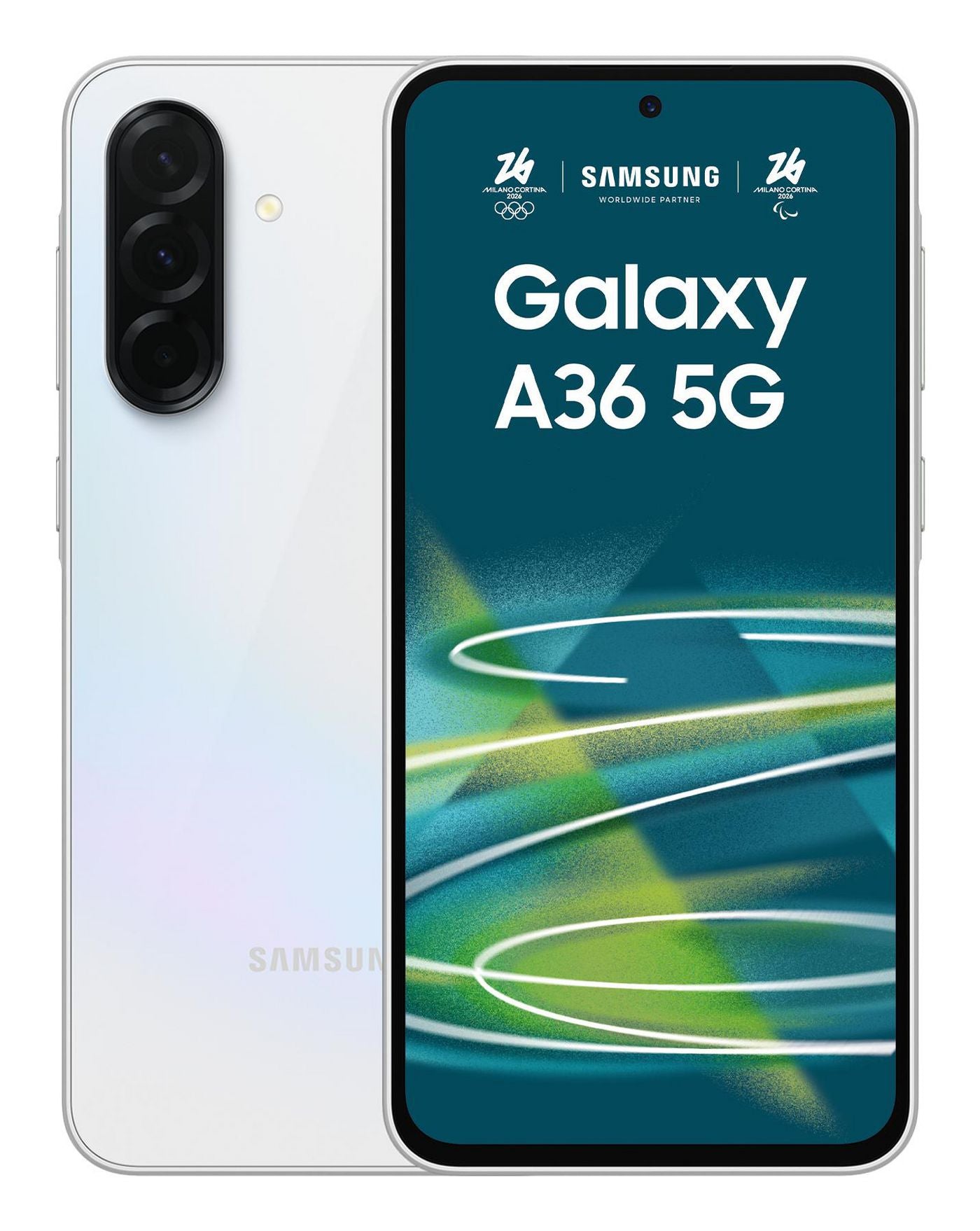 Samsung Galaxy A36 – weiss, 6,7", 1080 × 2340, Android 15, 256 GB, 8 GB, NanoSIM + eSIM, 5G, IP67, NFC