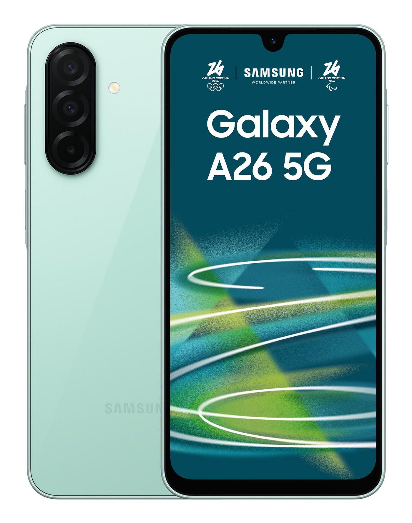 Samsung Galaxy A26 – mintfarbe, 6,7", 1080 × 2340, Android 15, 256 GB, 8 GB, Hybride Dual-SIM, 5G, IP67