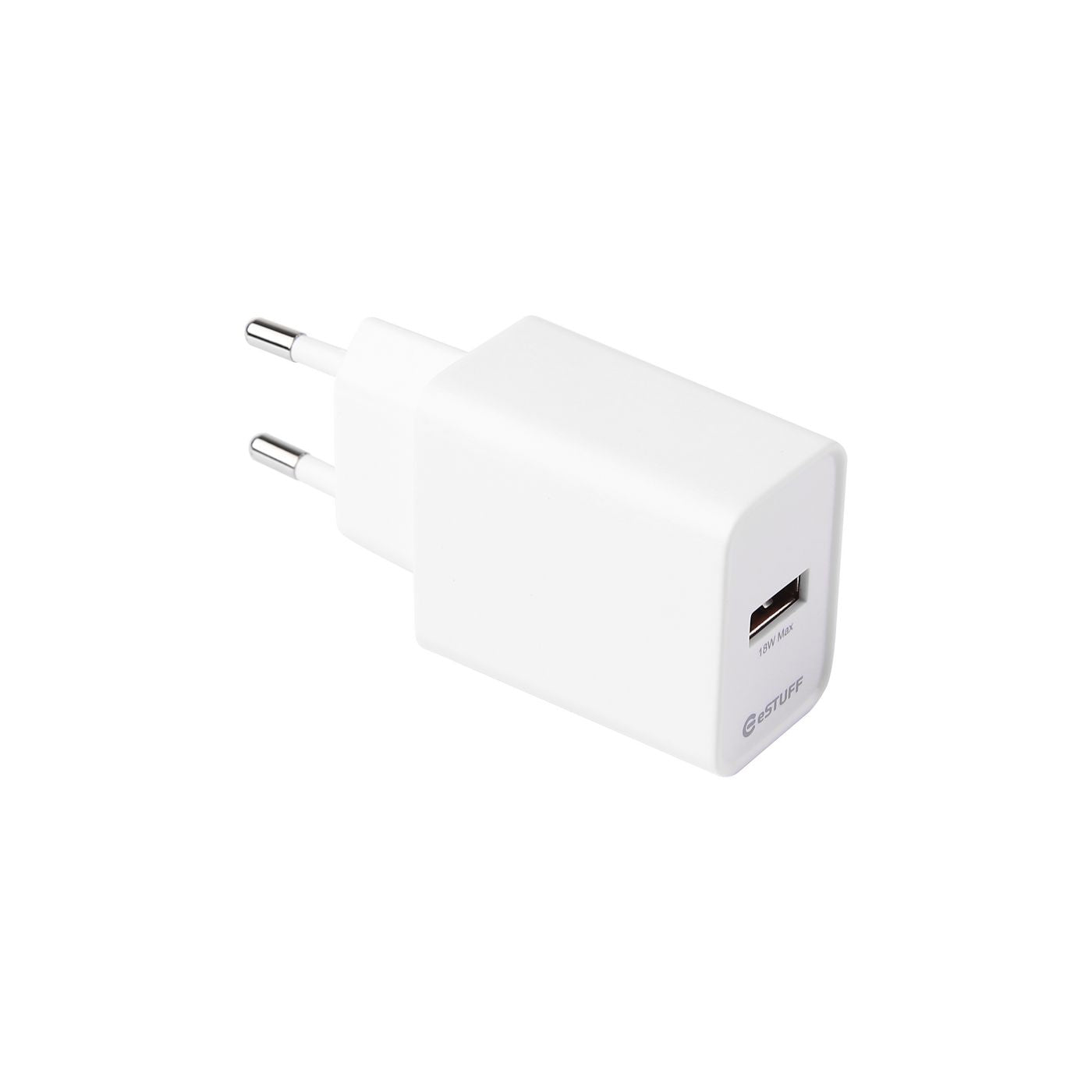 eSTUFF INFINITE (GRS) USB-Wandladegerät 18 W – USB-A×1 – QC – EU-Stecker (Typ C) – Weiss