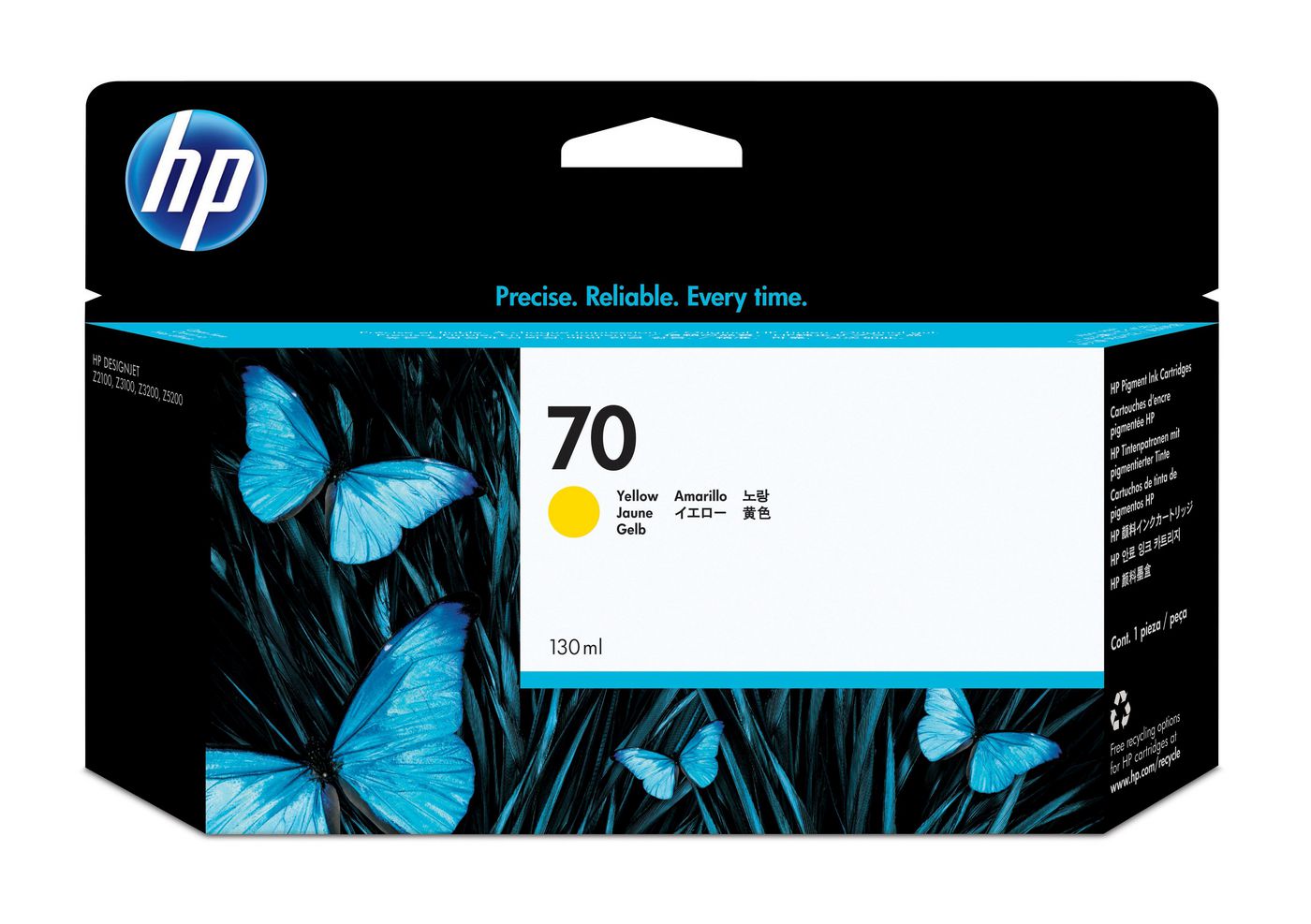 HP Tintenpatrone 70, Gelb, 130 ml – für Tintenstrahldrucker und Multifunktionsgeräte