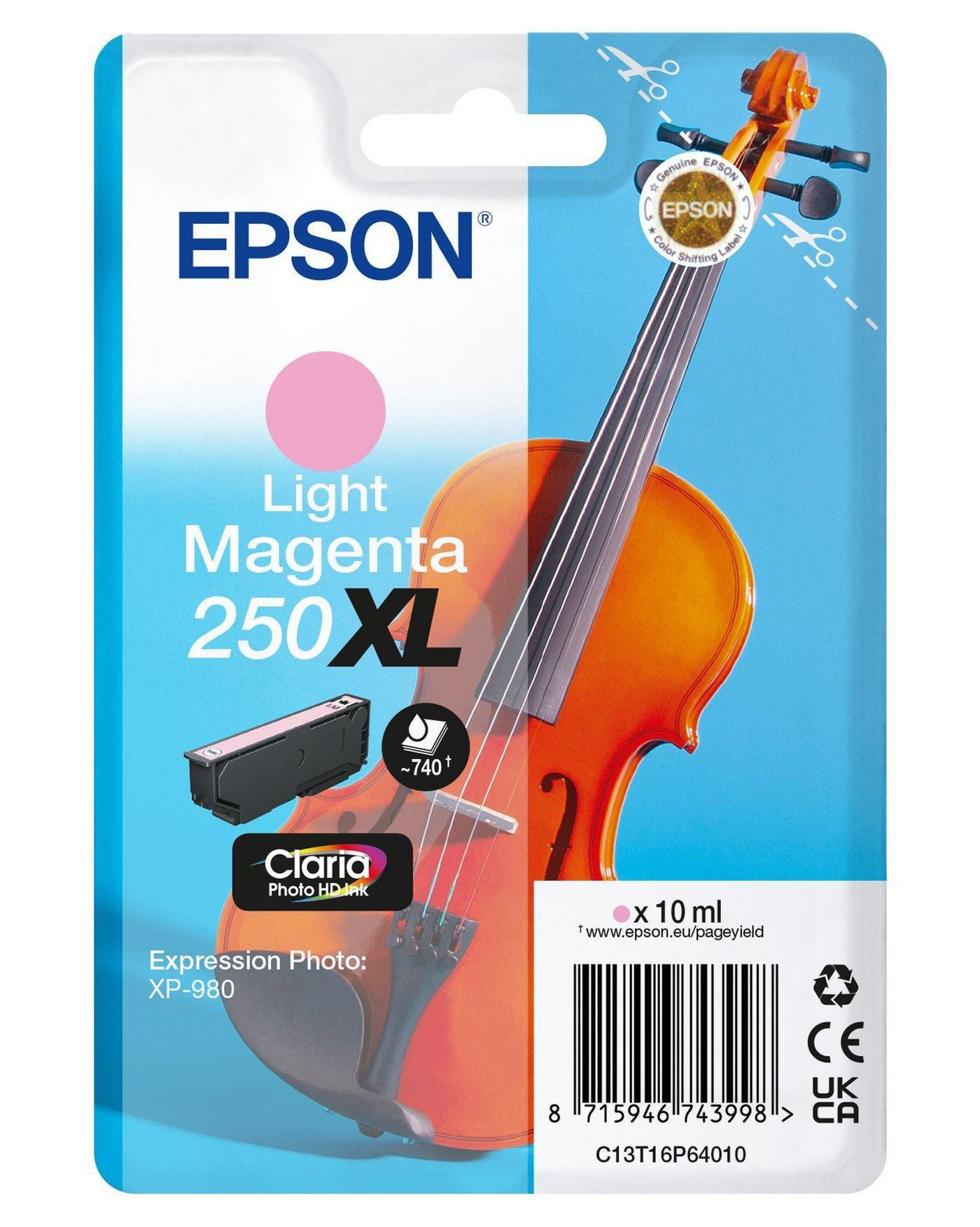 Epson 250XL Magenta Tintenpatrone (Original) – 10 ml – für Expression Photo XP-980