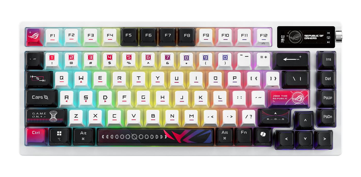 ASUS ROG Azoth X – Gaming-Tastatur 75% – Mechanisch – Bluetooth & 2,4 GHz (USB-A-Empfänger), USB-C, RGB