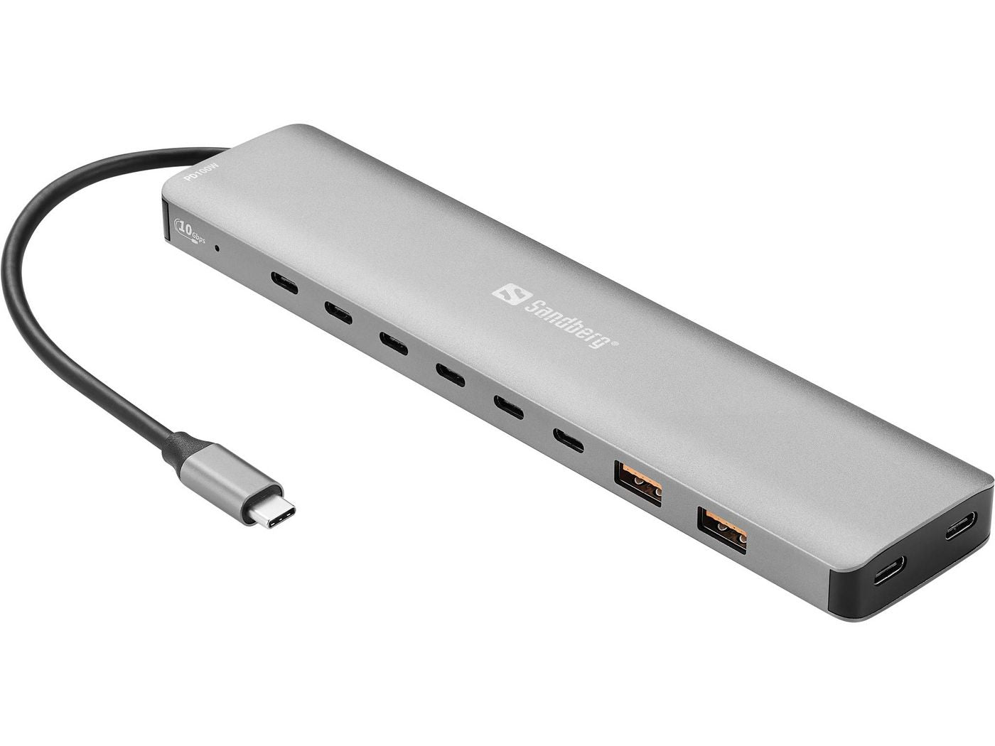 Sandberg 136-80 USB-Hub – USB-C, 8× USB-C, 2× USB-A, für Windows 10/11