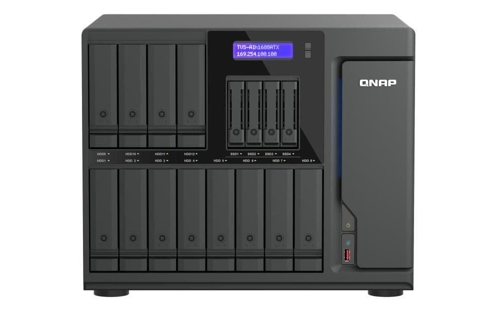 QNAP TVS-AIH1688ATX-U7-32G – 16-Bay Tower NAS – Intel 20 Kerne, 32 GB RAM, 10GbE, QuTS hero