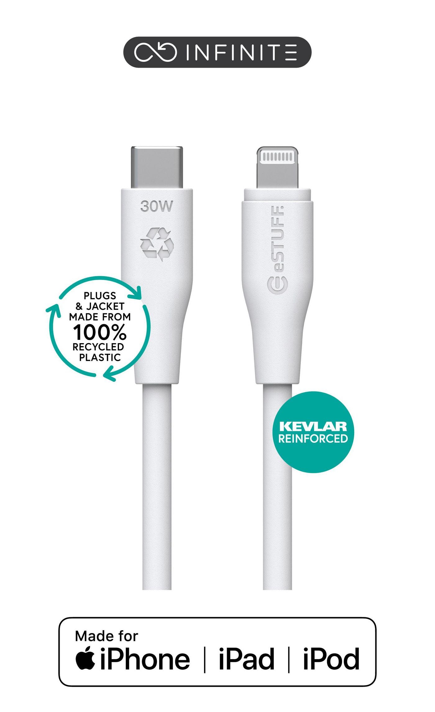 eSTUFF Kabel – Lightning auf USB‑C 3 m, MFi-zertifiziert, 12 W – für iPhone/iPad