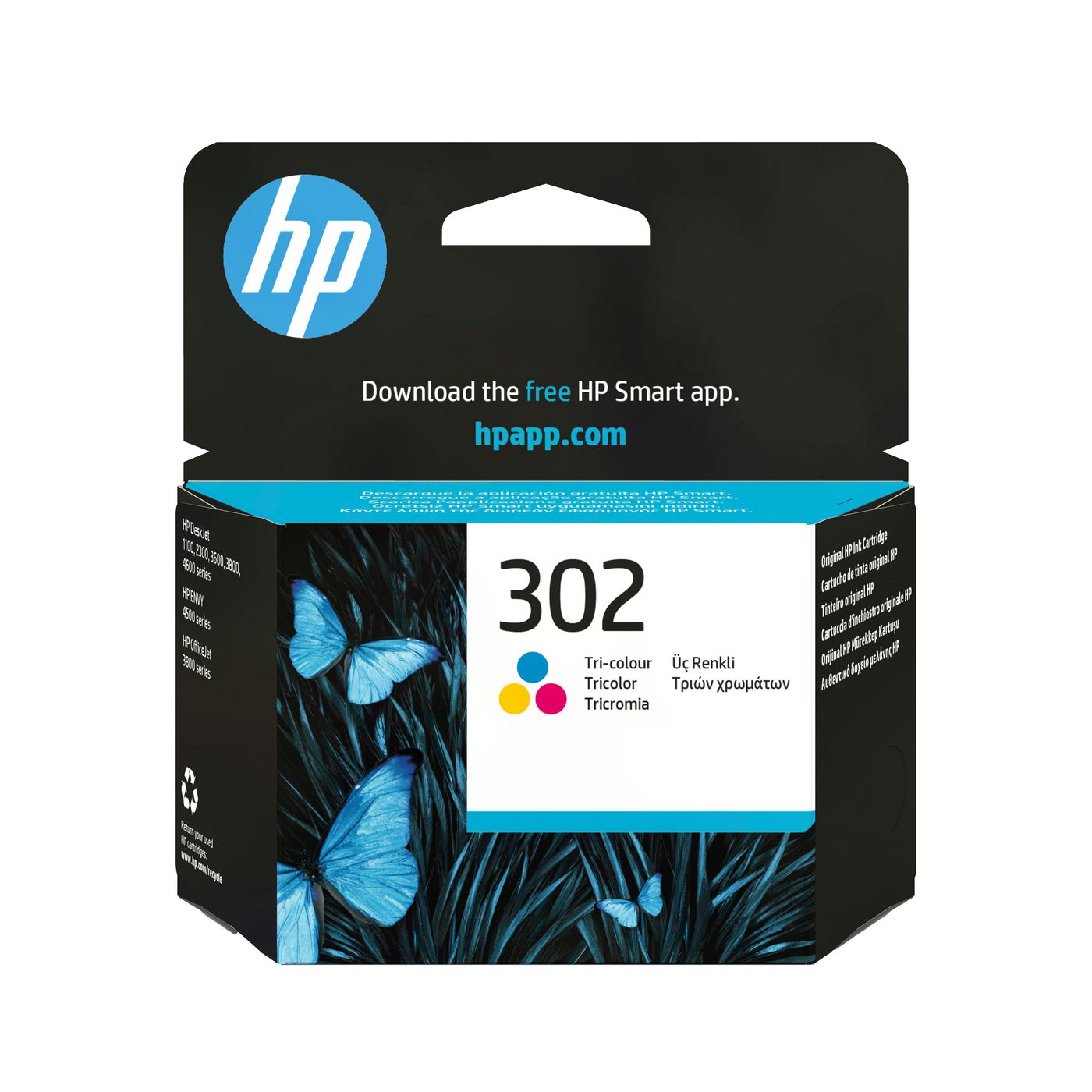 HP 302 Tintenpatronen-Multipack, Cyan/Magenta/Gelb (Original) – für HP DeskJet 3630/3633, Envy 4520/4521