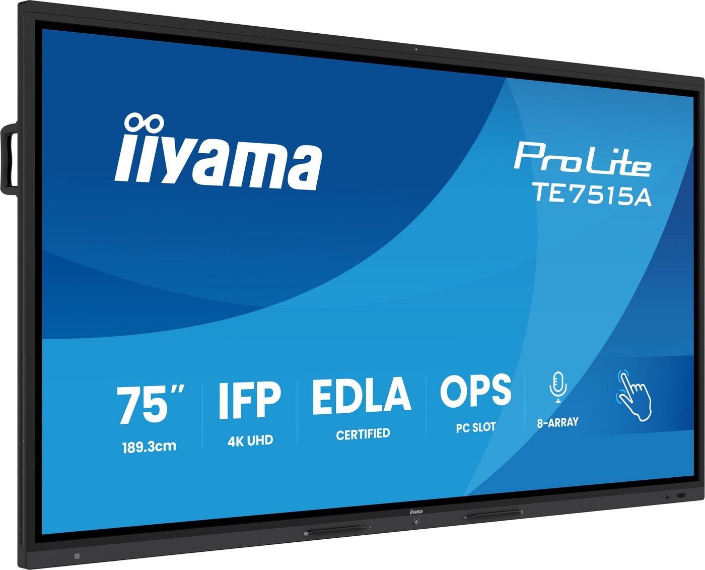 iiyama TE7515A-B2AG – 75" Touch, 3840 × 2160 (4K), VA, USB-C 100 W, LAN