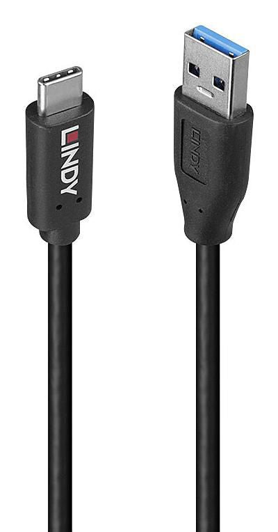 Lindy USB-A auf USB-C Kabel – USB 3.2 Gen 2 (10 Gbit/s) – 1,5 m – PD 15 W – TPE-Mantel – Schwarz