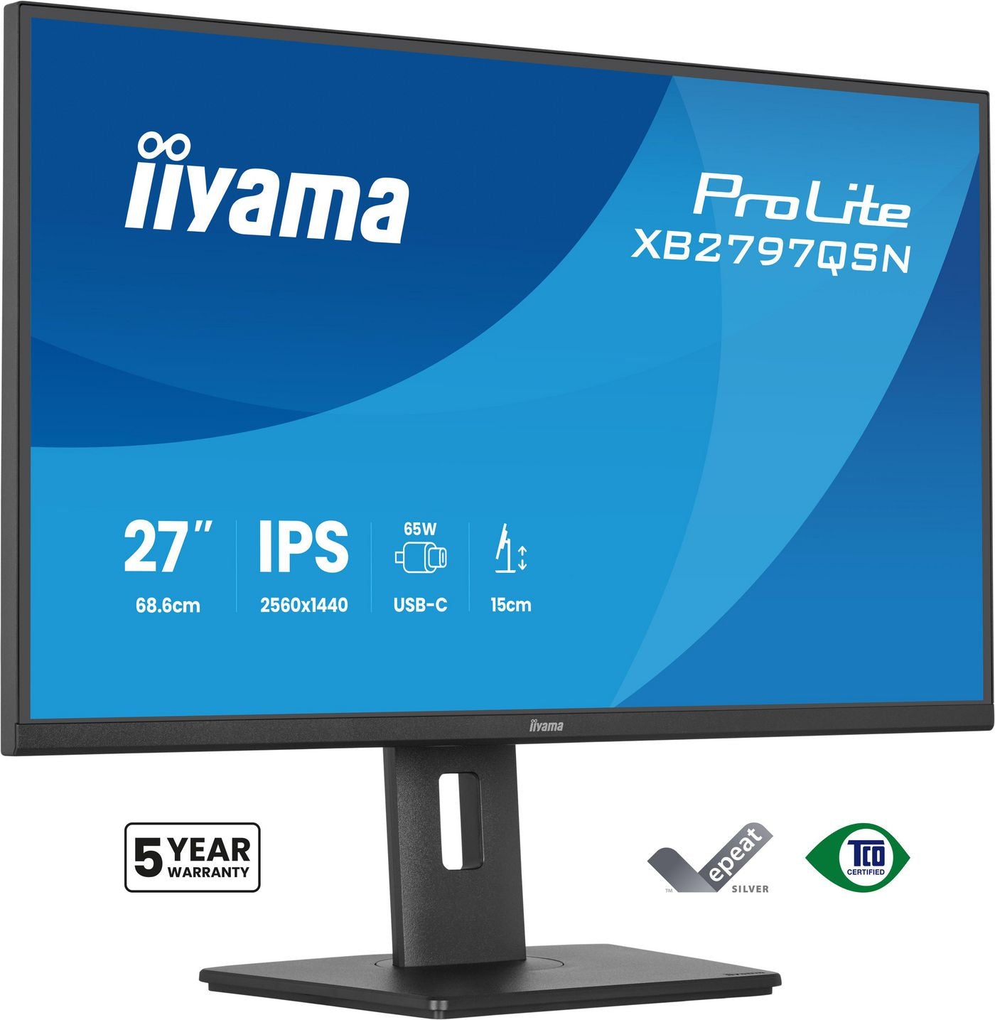 iiyama 27″, 2560 × 1440 (WQHD), USB-C 65 W