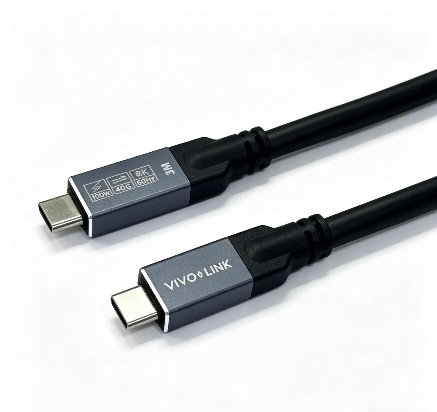 Vivolink USB-C auf USB-C Kabel – USB4 40 Gbit/s – 3 m – PD 100 W