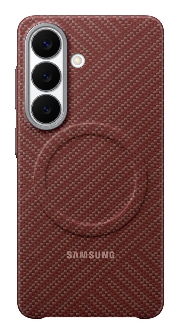 Samsung M1 Carbon Magnet Rückcover – für Samsung Galaxy S26, Korallenrot, Karbonfaser, kabelloses Laden