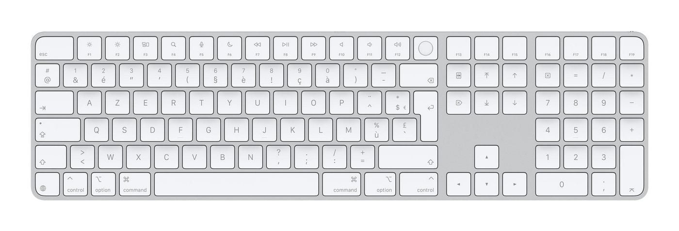 Apple Magic Keyboard Universal – Tastatur – Bluetooth & USB‑C – AZERTY (FR) – Touch ID – Weiss – für Mac