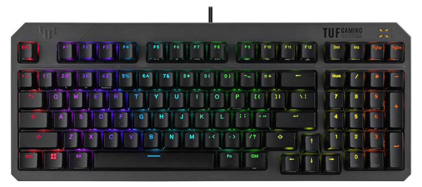 ASUS TUF Gaming K3 Gen II – Gaming-Tastatur 96% – Mechanisch – Kabelgebunden – USB-A – RGB – IP57 – Schwarz