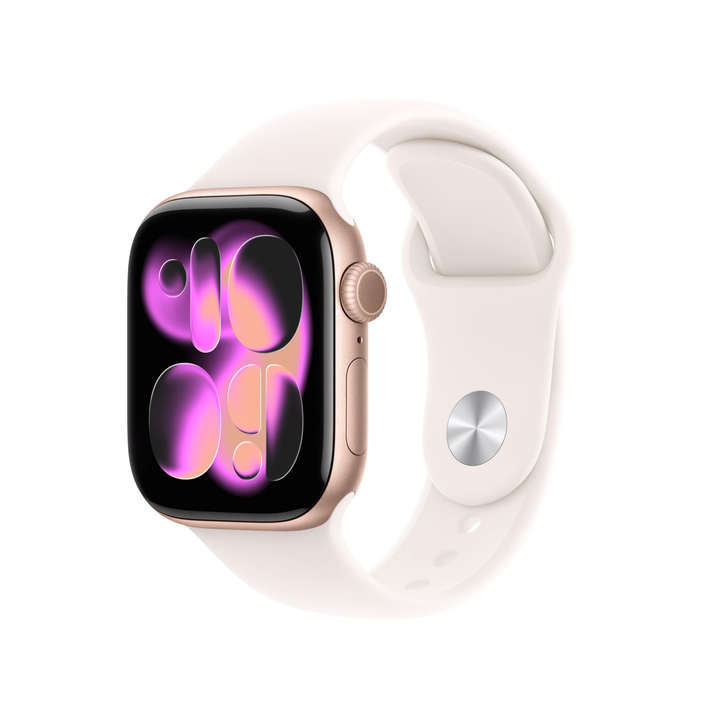 Apple Watch Series 11 42 mm GPS – Aluminium Roségold, Sportarmband Light Blush, S/M, 50 m, für iPhone