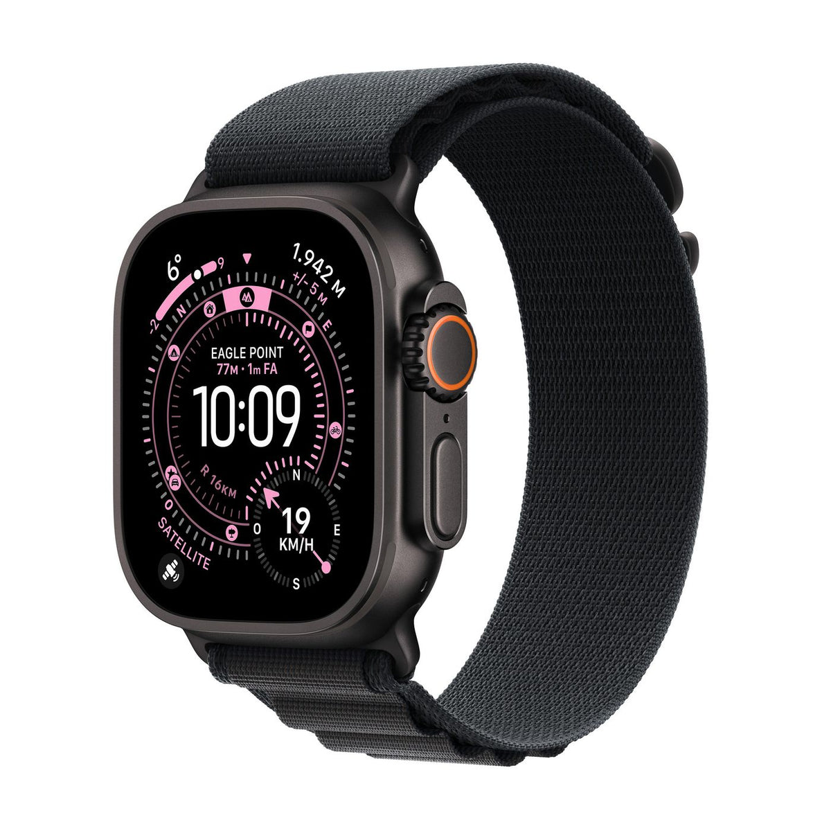 Apple Watch Ultra 3 49 mm GPS + Cellular – Titan Schwarz, Schwarze Alpine Schlaufe, M