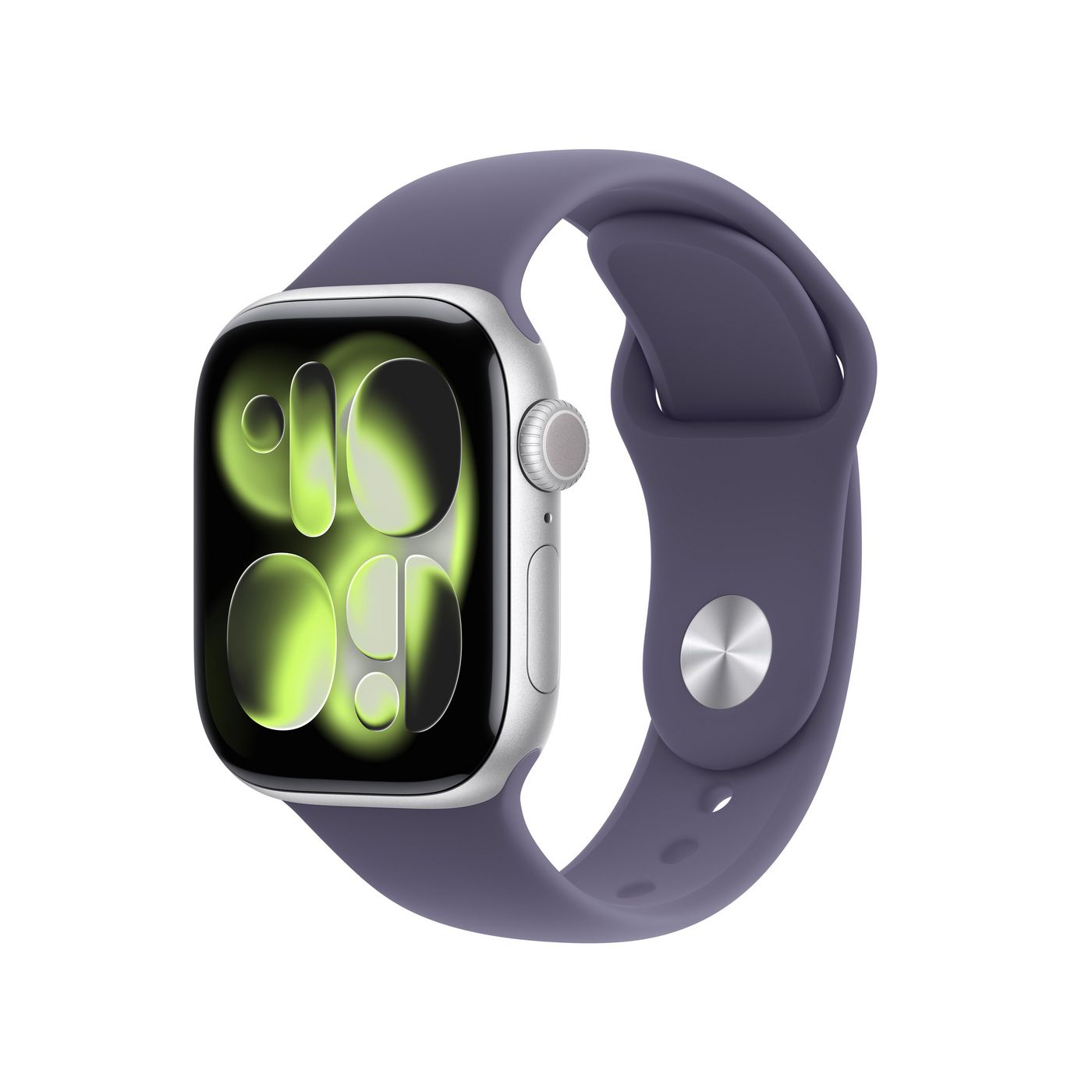 Apple Watch Series 11 42 mm GPS – Aluminium Silber, Sportarmband, Purple Fog, M/L, 50 m, für iPhone