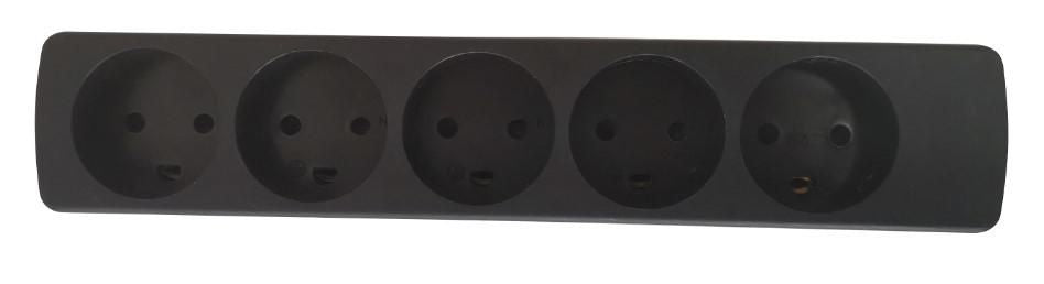 Microconnect Steckdosenleiste, 5× dänischer Typ, abnehmbarer Stecker, schwarz