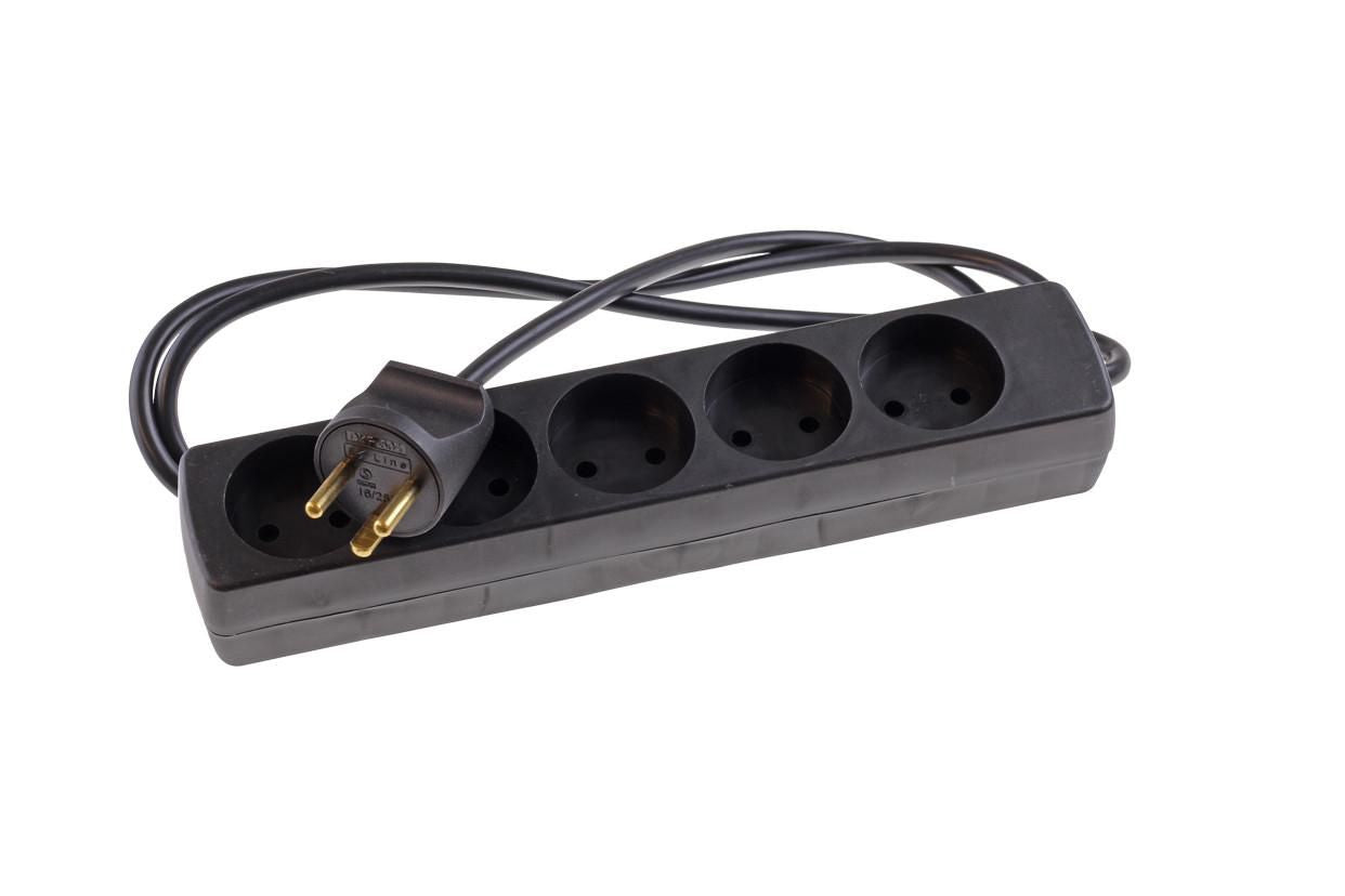 Microconnect Steckdosenleiste, 5×, 3 m, schwarz, abnehmbarer Stecker