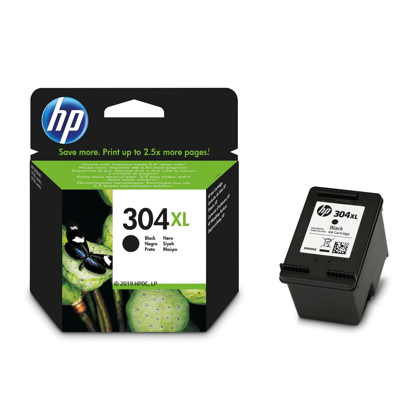 HP 304XL Schwarz Tintenpatrone (Original) – 300 Seiten – für DeskJet 2620/2630, Envy 5020/5030