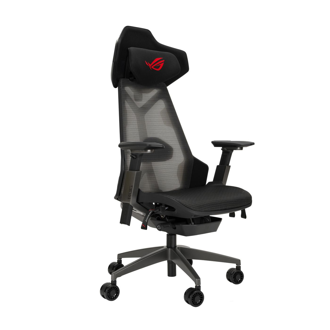 ASUS ROG Destrier Ergo Gaming-Stuhl – Schwarz/Grau, 3D-Armlehnen, mit Kopfstütze, Lendenkissen, bis 150 kg