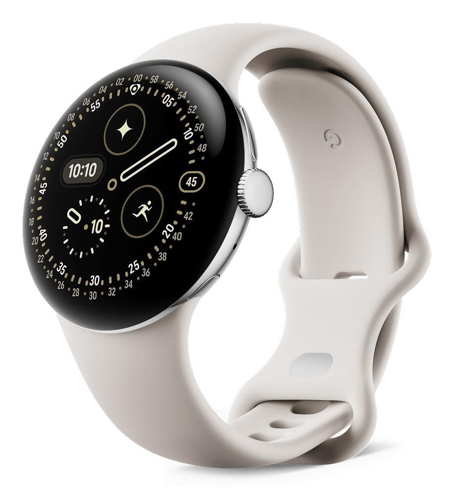 Google Pixel Watch 4 41 mm GPS + Cellular – Aluminium Silber, Sportband, Beige, 50 m, für Android