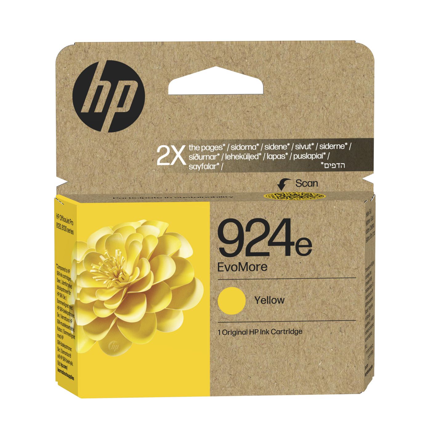 HP 924eXL Evomore Gelb Tintenpatrone (Original) – 800 Seiten – für HP OfficeJet Pro 8120e/8130e
