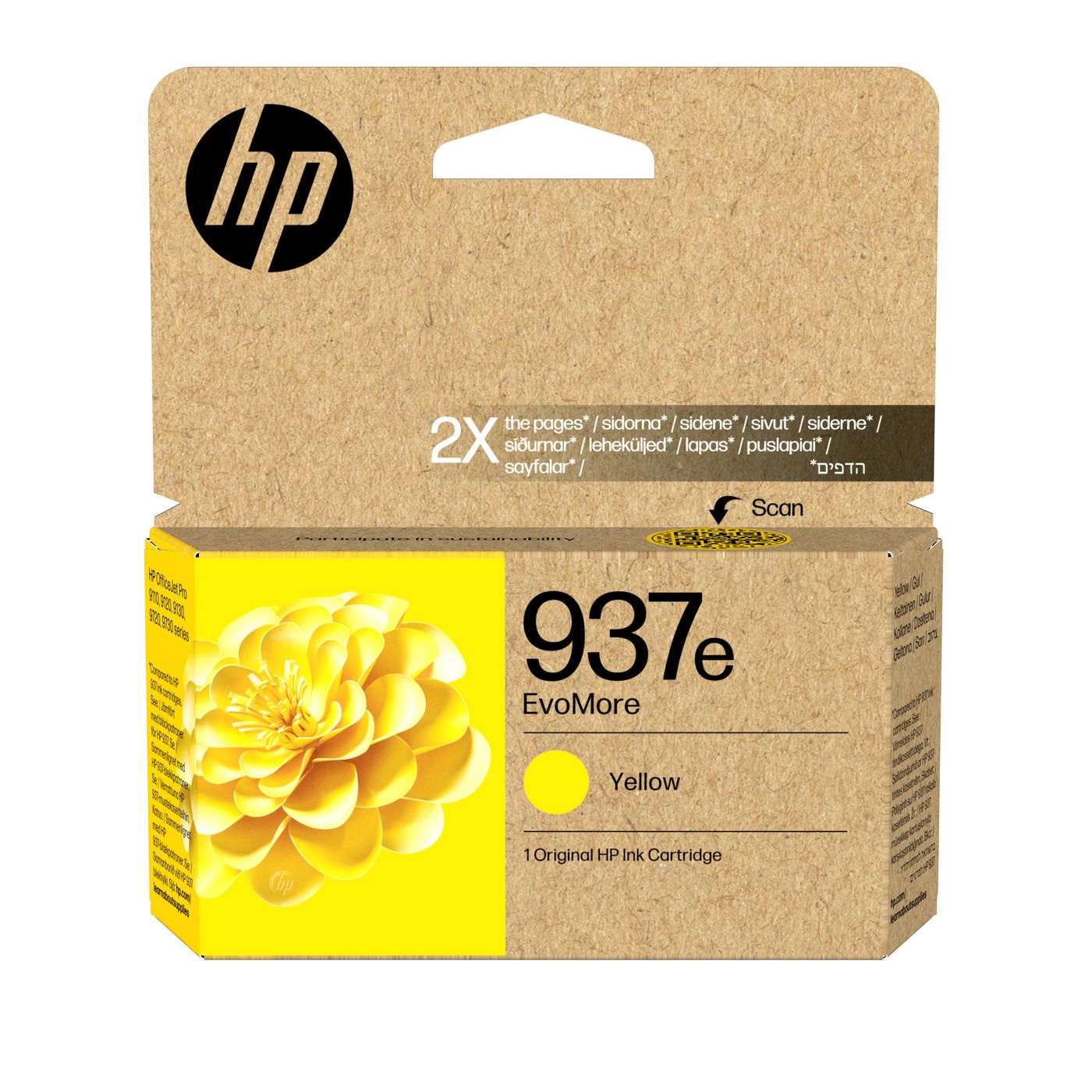 HP 937E EvomoreXL Gelb Tintenpatrone (Original) – 1650 Seiten – für HP 937e