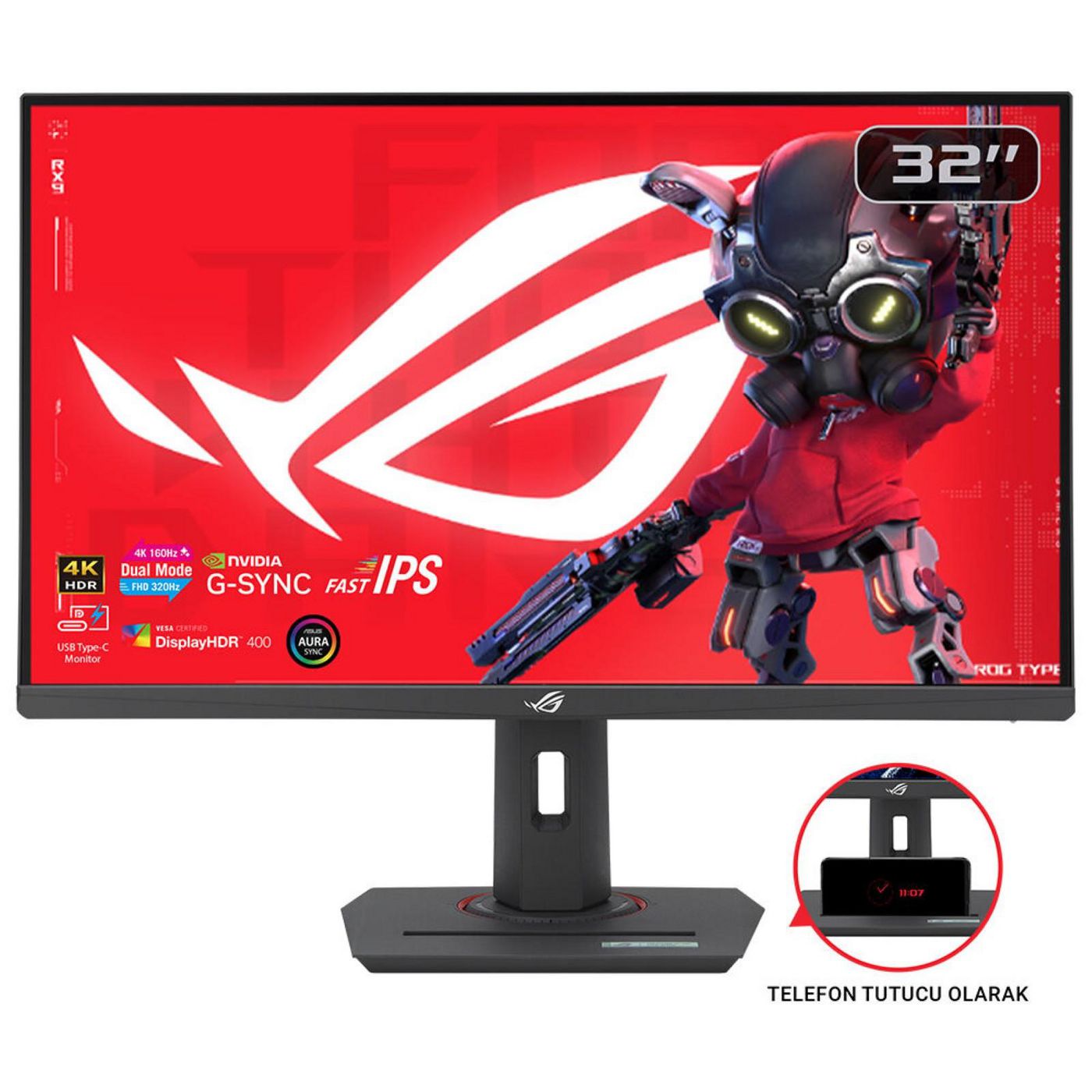 ASUS ROG Strix XG32UCG – 31,5", 3840 × 2160 (4K), IPS, 160 Hz, USB-C 15 W, DisplayHDR 400