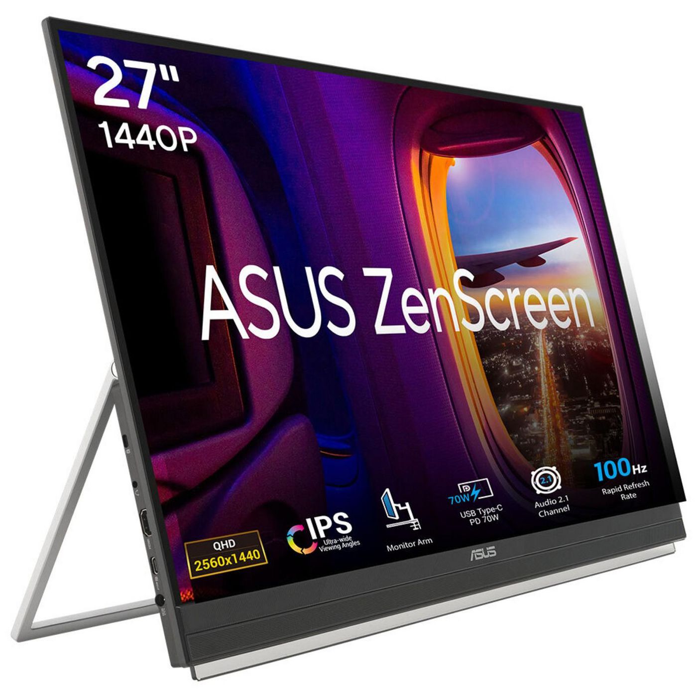 ASUS ZenScreen MB27ACF – 27", 2560 × 1440 (WQHD), IPS, 100 Hz, USB-C 70 W