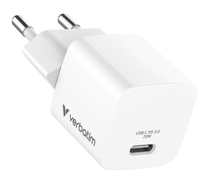 Verbatim 32395 USB-Ladegerät 20 W – USB-C×1 – PD 3.0, GaN – EU-Stecker (Typ C)