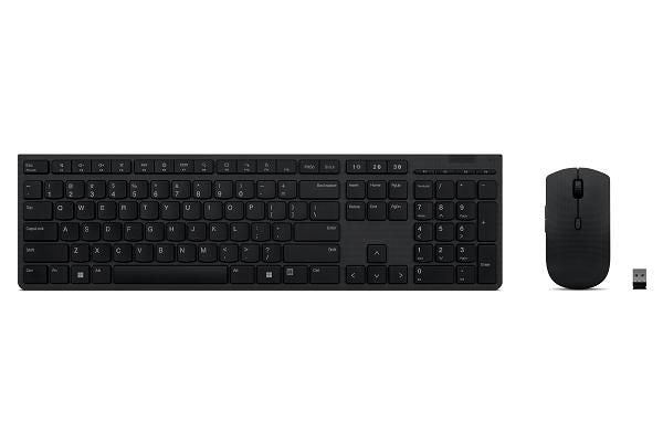 Lenovo Tastatur-Maus-Set – Norwegisch – RF + Bluetooth, Full-Size, Scherenschalter, 4000 DPI, Grau