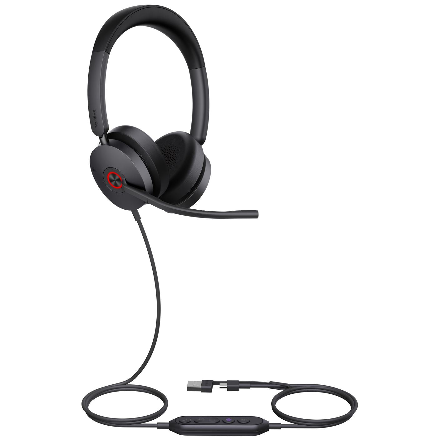 Yealink UH48 SE Dual Office-Headset – On-Ear, Stereo, Kabel USB-C + USB-A, Schwarz