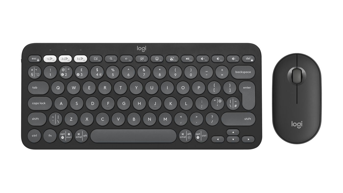 Logitech Pebble Keys 2 – Tastatur-Maus-Set – Bluetooth & 2,4 GHz (Logi Bolt) – QWERTY (UK-INT) – Graphit