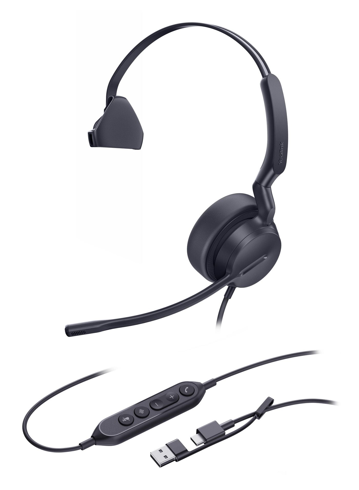 Yealink UH42 Office-Headset – On-Ear, Mono, Kabel (USB-C/USB-A), Schwarz