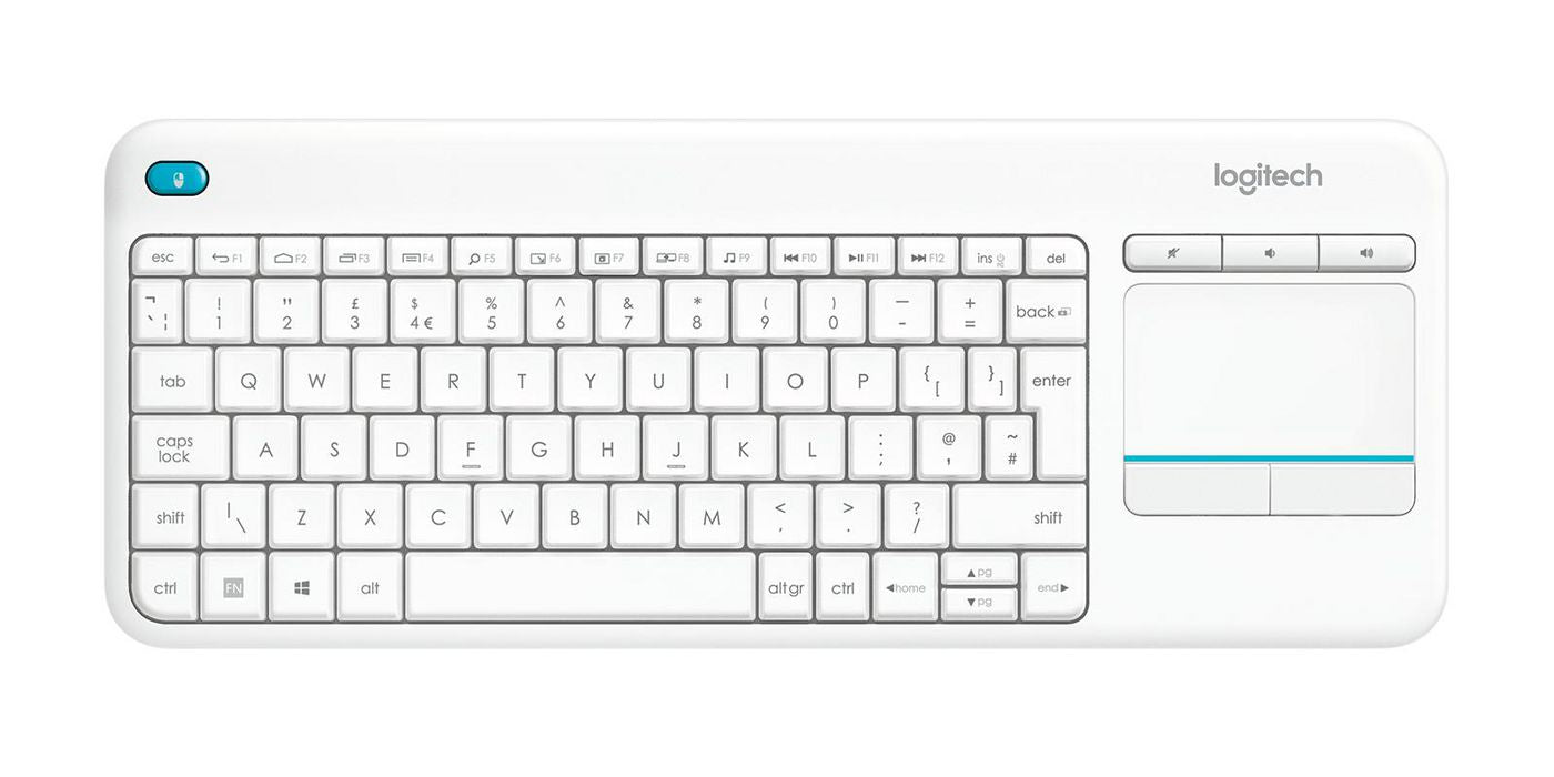 Logitech K400 – Mini-Tastatur mit Touchpad – ohne Ziffernblock – 2,4 GHz USB-A (Empfänger) – QWERTY (IT)