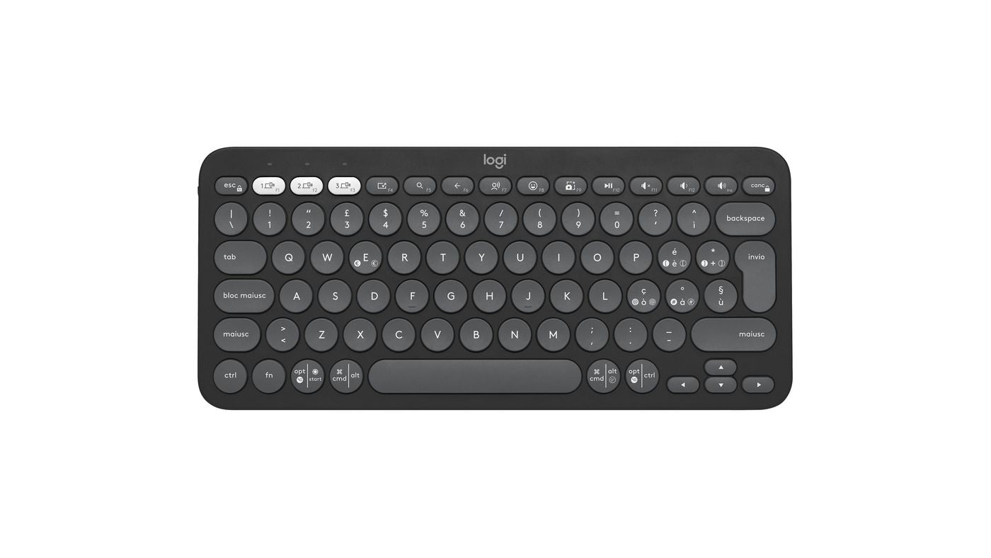 Logitech Pebble Keys 2 K380s – Mini Tastatur – Scherenmechanik – Bluetooth – QWERTY (IT) – Ohne Ziffernblock – Graphit