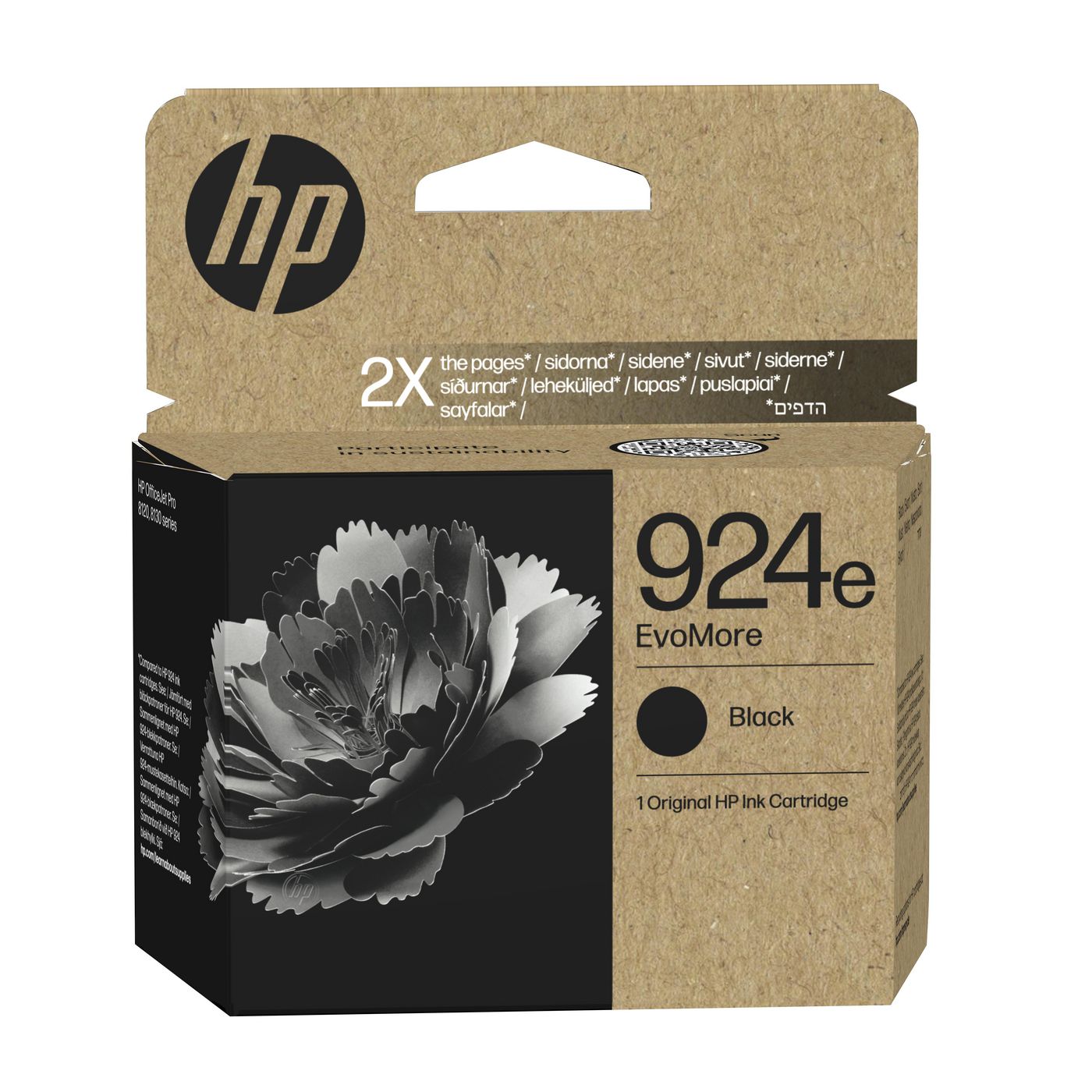 HP 924E Schwarz Tintenpatrone (Original) – 1'000 Seiten – für HP OfficeJet Pro 8120e/8130e