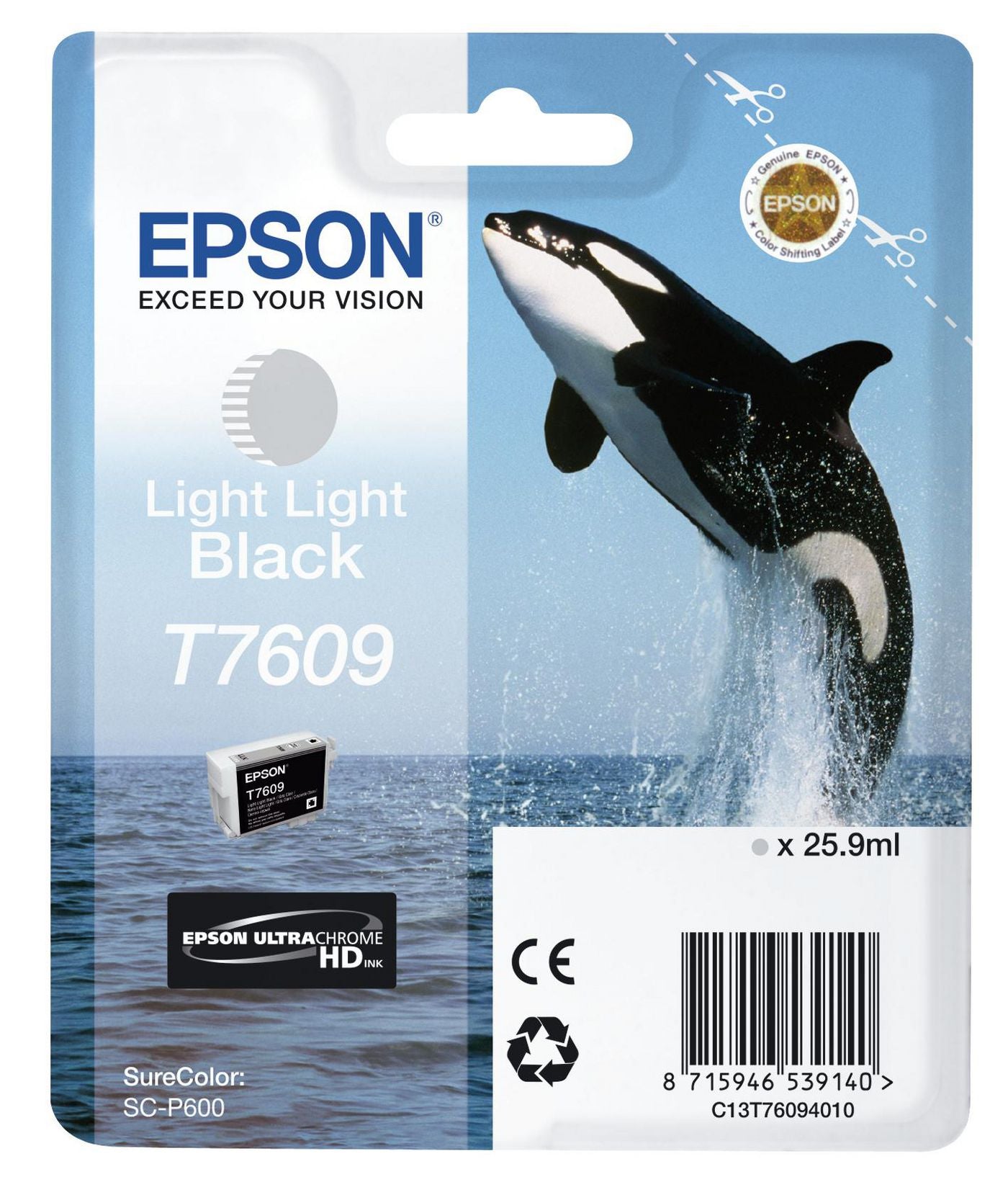 Epson Tintenpatrone T7609, Schwarz, 25,9 ml – für Inkjetdrucker/Multifunktionsgeräte