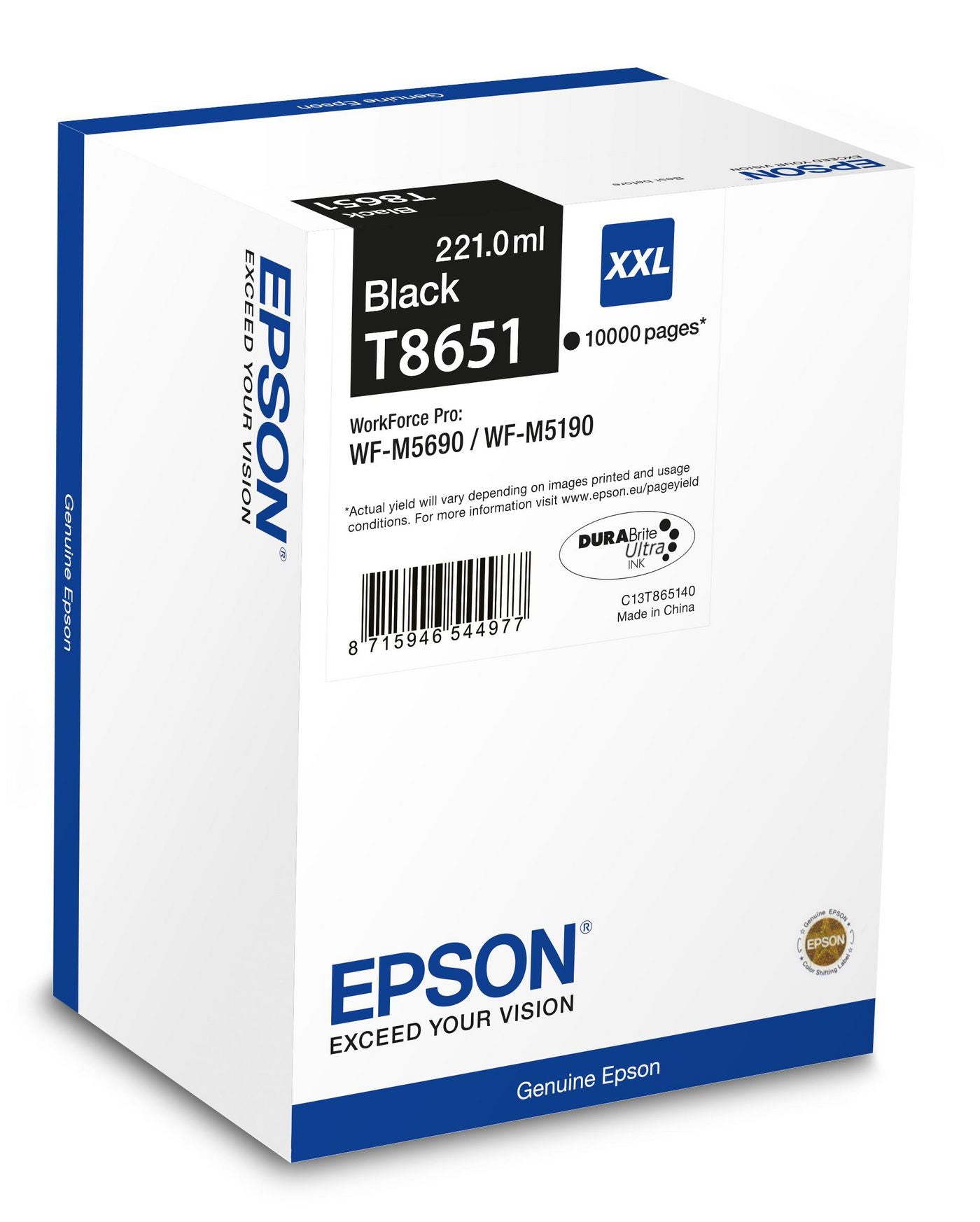 Epson Tintenpatrone T8651 (C13T865140), Schwarz – für WorkForce Pro WF-M5690DWF, WF-M5190DW
