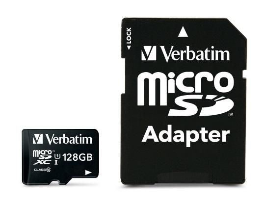 Verbatim Micro-SDXC-Karte – 128 GB, microSDXC, Klasse 10 (bis 90/10 MB/s, inkl. SD-Adapter)